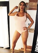 Sexy in pink with a fat cock